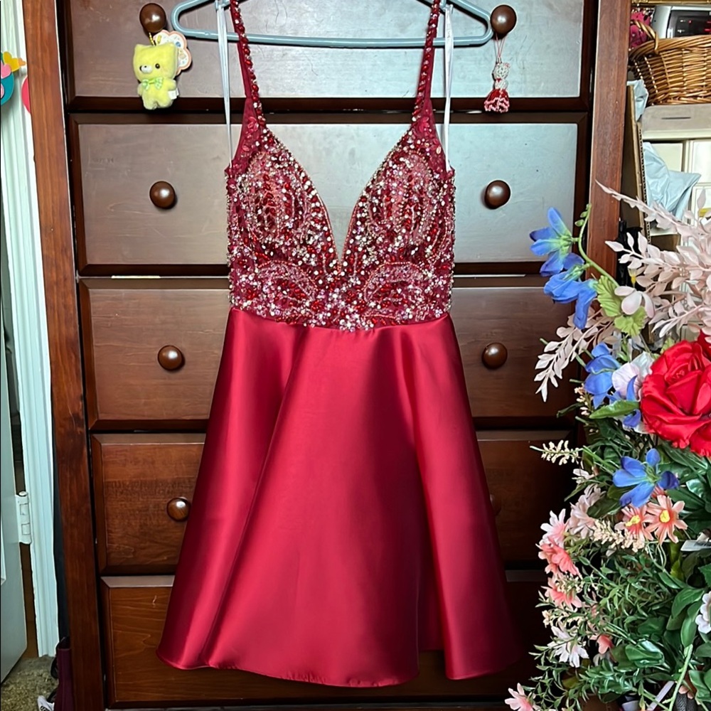 Jovani Bejeweled Red Dress